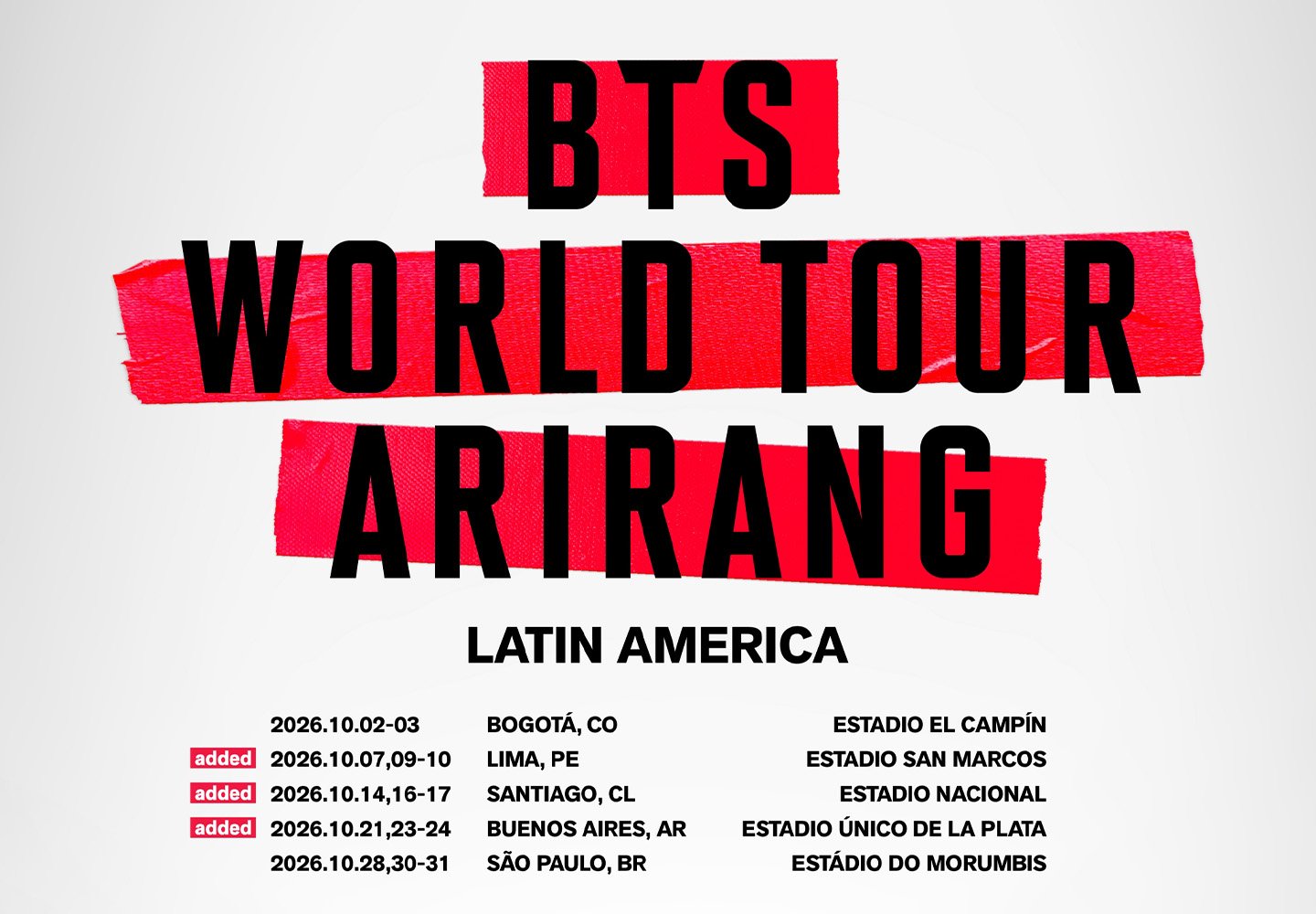 BTS, 남미 공연 추가…‘ARIRANG’ 월드투어 85회로 확장